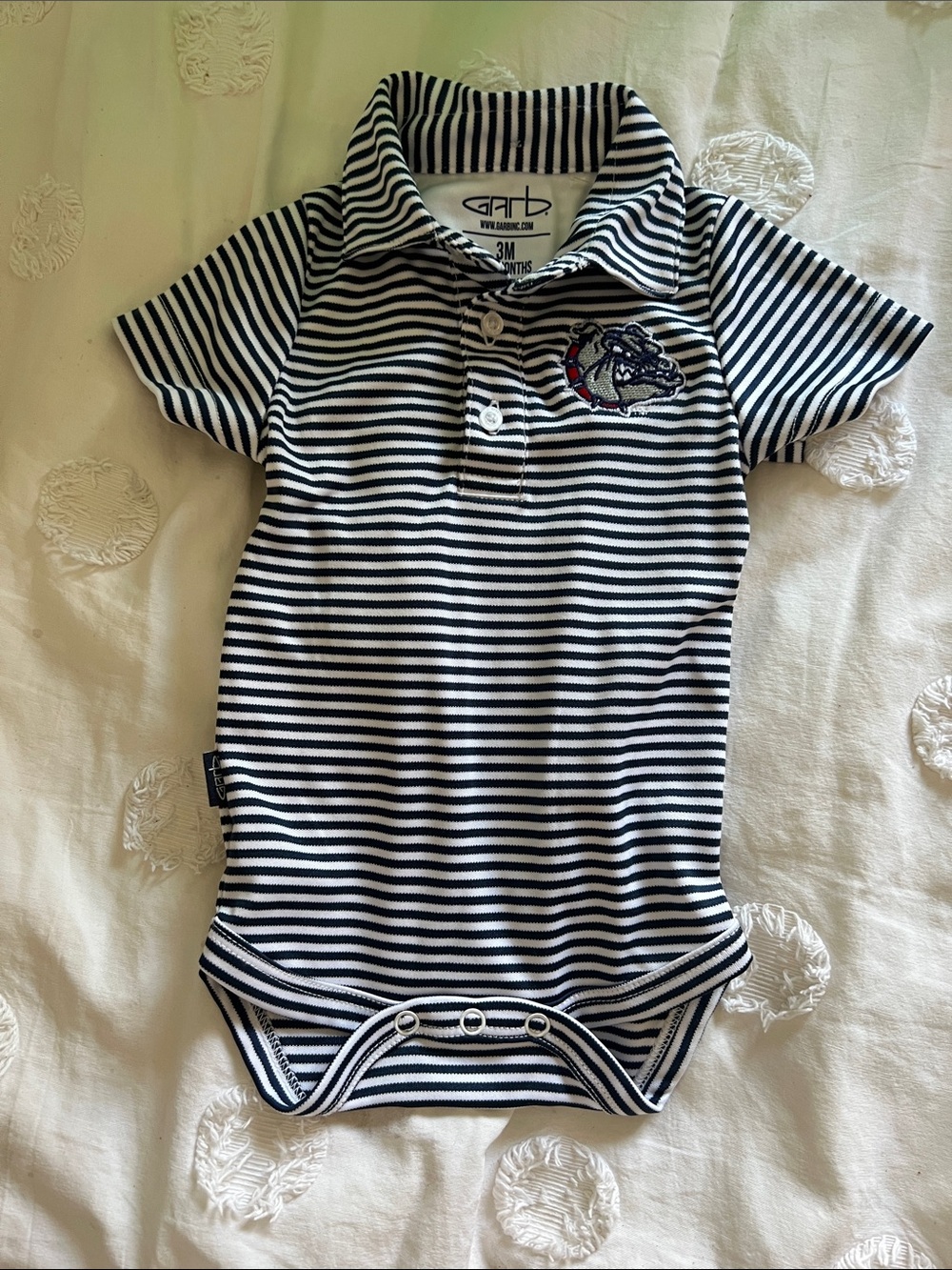 Gonzaga Bulldogs Navy & White Striped Polo Bodysuit Onesie for Baby